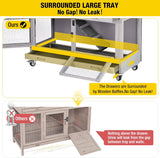 2-Story Indoor/Outdoor Rabbit Hutch with Leakproof Trays and Mobility Wheels for Rabbit