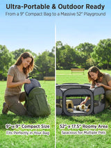 Extra Large Portable and Foldable Pet Playpen for Small Pets and Rabbits ( Black and Grey circle )