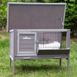 Indoor Rabbit Hutch and Outdoor Wooden Bunny Cage with Enhanced Leakproof Tray - for Rabbit ( Dark Grey )