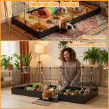 Expandable Rabbit Playpen with Waterproof Liner and Metal Wire Construction f