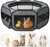 Extra Large Portable and Foldable Pet Playpen for Small Pets and Rabbits ( Black and Grey circle )