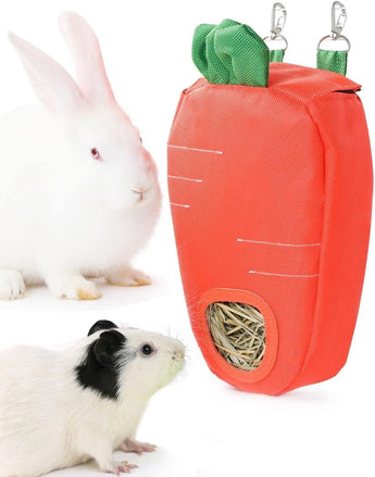 Washable Hanging Hay Feeder bag for  Rabbits Carrot shape