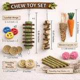  Natural Apple Wood and Timothy Grass Chew Toys for Rabbit