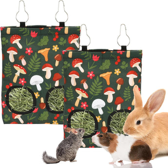 Pack of 2 Washable Rabbit Hay Feeder Bags For rabbit ( Mushrooms )
