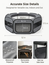 Extra Large Portable and Foldable Pet Playpen for Small Pets and Rabbits ( Black and Grey circle )