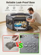 Extra Large Portable and Foldable Pet Playpen for Small Pets and Rabbits ( Black and Grey circle )