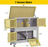 2-Story Indoor/Outdoor Rabbit Hutch with Leakproof Trays and Mobility Wheels for Rabbit