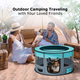 Portable and Foldable Pet Playpen for Small Pets and Rabbits ( Circle Blue)