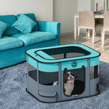 Portable and Foldable Pet Playpen for Small Pets and Rabbits ( Square Blue)