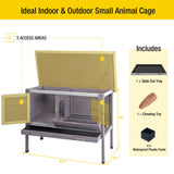 Indoor Rabbit Hutch and Outdoor Wooden Bunny Cage with Enhanced Leakproof Tray - for Rabbit ( Dark Grey )