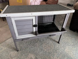 Indoor Rabbit Hutch and Outdoor Wooden Bunny Cage with Enhanced Leakproof Tray - for Rabbit ( Dark Grey )