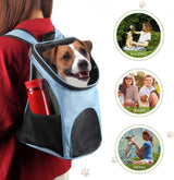 Dog Carrier Backpack Breathable for Small Pets/Cats/Puppies, Pet Carrier Bag with Mesh Ventilation, Safety Features and Cushion Back Support, for Traveling, Hiking, Camping, Walking & Outdoor (Blue)