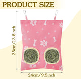 Pack of 3 washable Hanging Hay feeder Bags for Rabbits (Blue - Pink -White)