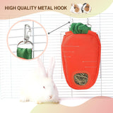 Washable Hanging Hay Feeder bag for  Rabbits Carrot shape