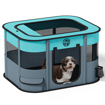 Portable and Foldable Pet Playpen for Small Pets and Rabbits ( Square Blue)