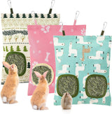 Pack of 3 washable Hanging Hay feeder Bags for Rabbits (Blue - Pink -White)