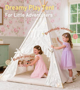 Premium Cotton Canvas Teepee Tent Rabbit with Star Lights, Mat, and Carry Bag 