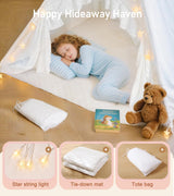 Premium Cotton Canvas Teepee Tent Rabbit with Star Lights, Mat, and Carry Bag 
