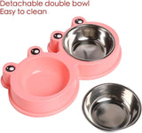 Stainless Steel Pet Bowls, Double Food & Water Bowls for Dogs, Cats & Rabbit, Non-Slip Pet Feeder with Cute Modeling, BPA Free, Dishwasher Safe