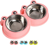 Stainless Steel Pet Bowls, Double Food & Water Bowls for Dogs, Cats & Rabbit, Non-Slip Pet Feeder with Cute Modeling, BPA Free, Dishwasher Safe