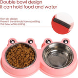 Stainless Steel Pet Bowls, Double Food & Water Bowls for Dogs, Cats & Rabbit, Non-Slip Pet Feeder with Cute Modeling, BPA Free, Dishwasher Safe