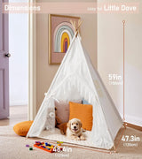 Premium Cotton Canvas Teepee Tent Rabbit with Star Lights, Mat, and Carry Bag 