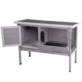 Indoor Rabbit Hutch and Outdoor Wooden Bunny Cage with Enhanced Leakproof Tray - for Rabbit ( Dark Grey )
