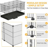Expandable Rabbit Playpen with Waterproof Liner and Metal Wire Construction f