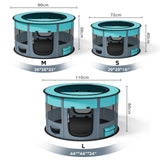 Portable and Foldable Pet Playpen for Small Pets and Rabbits ( Circle Blue)