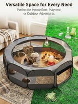 Extra Large Portable and Foldable Pet Playpen for Small Pets and Rabbits ( Black and Grey circle )