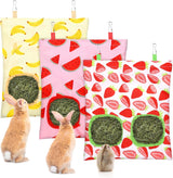 Pack of 3 Washable Hanging Hay Feeder bag for Rabbit (Fruit Pattern)