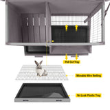 Indoor Rabbit Hutch and Outdoor Wooden Bunny Cage with Enhanced Leakproof Tray - for Rabbit ( Dark Grey )