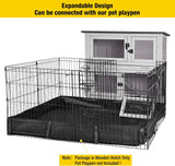 2-Story Indoor/Outdoor Rabbit Hutch with Leakproof Trays and Mobility Wheels for Rabbit