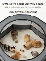 Extra Large Portable and Foldable Pet Playpen for Small Pets and Rabbits ( Black and Grey circle )